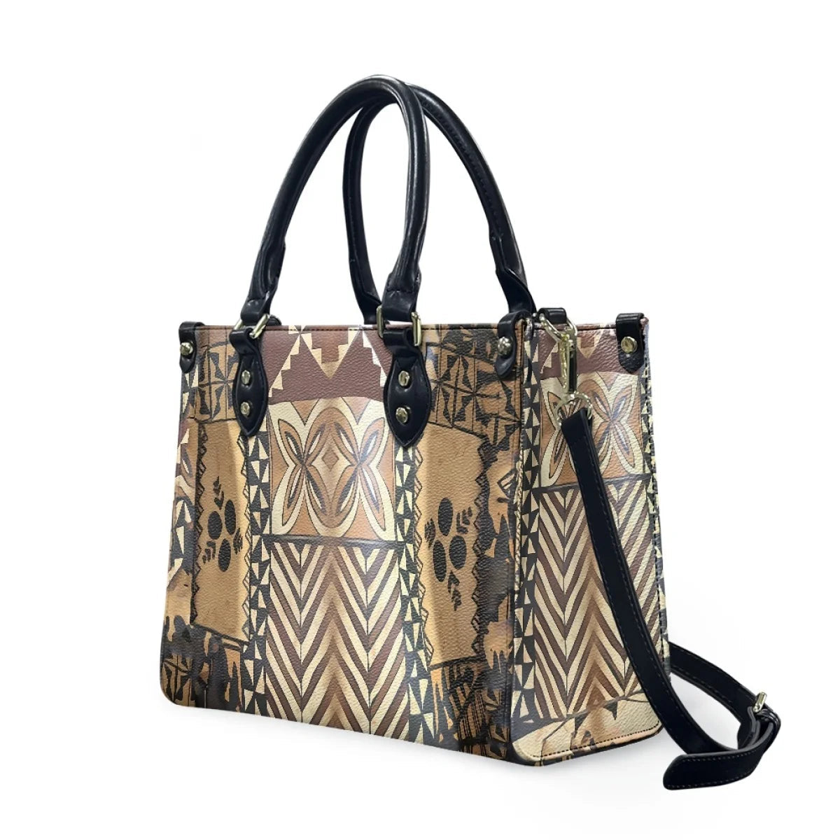 Customized Luxury Leather Women Handbag Hawaii Tribal Polynesian Tattoo Print Pu Leather Purse Shoulder Bag Lightweight Tote Bag Good Vibrations