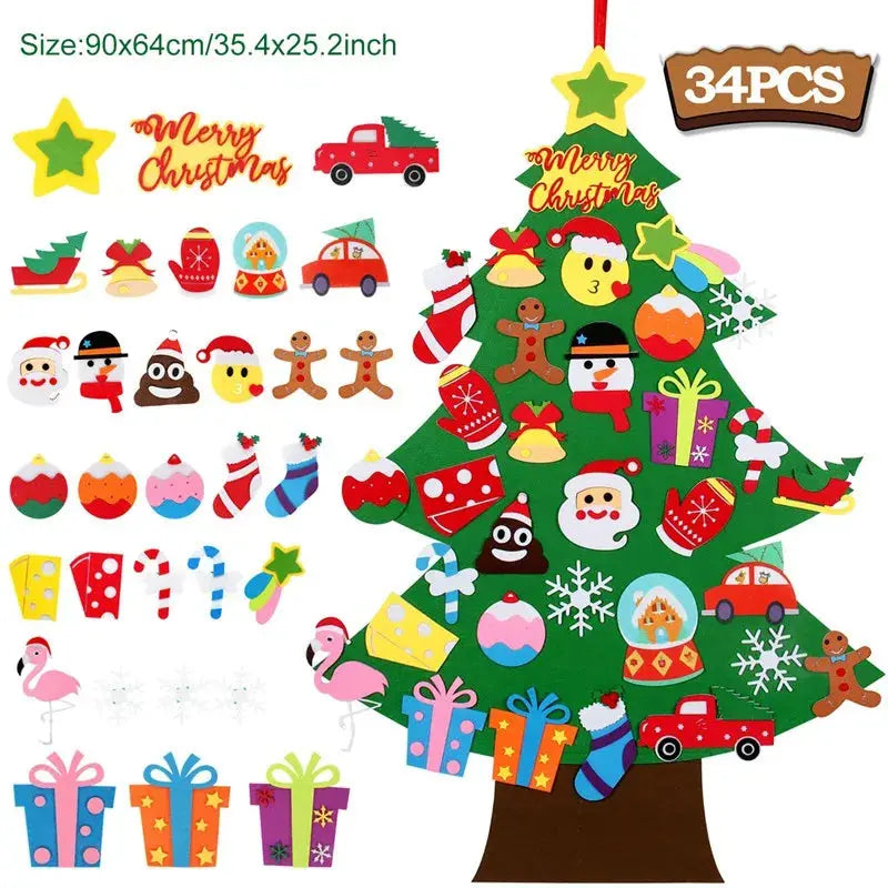 Kids DIY Felt Christmas Tree Merry Christmas Decorations For Home 2025 Christmas Ornaments Navidad 2026 New Year Gifts Xmas Tree Good Vibrations