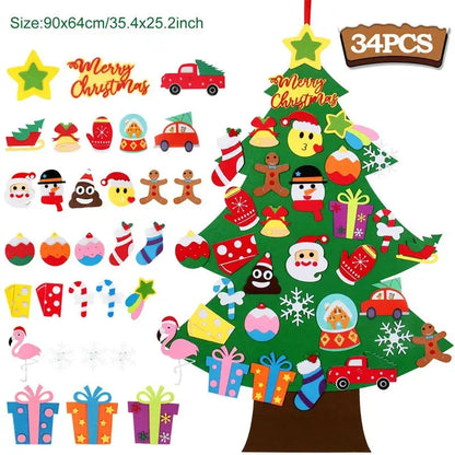 Kids DIY Felt Christmas Tree Merry Christmas Decorations For Home 2025 Christmas Ornaments Navidad 2026 New Year Gifts Xmas Tree Good Vibrations