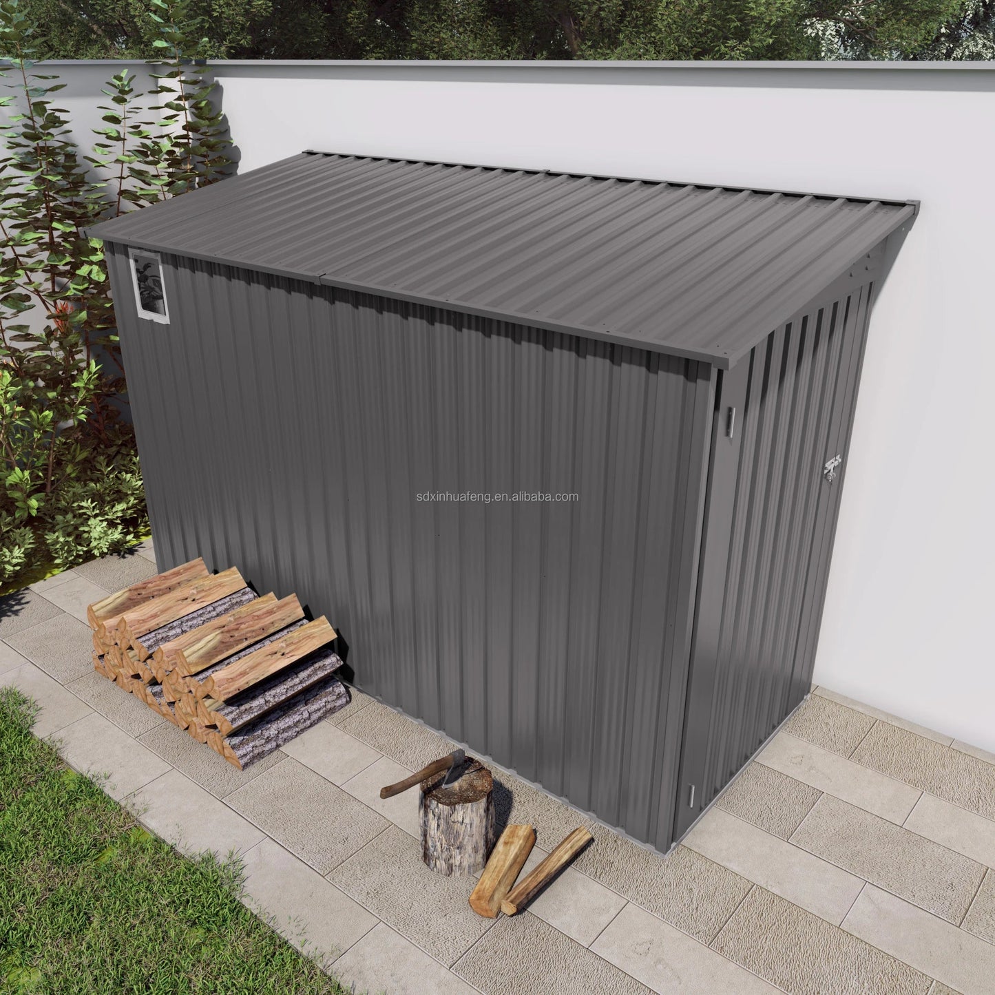 4*9ft Free Shipping in Stock Metal Outdoor Tool House Storage Shed Supplier in USA  Weather Resistant Tool House with Side Door Good Vibrations