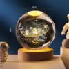Gift Custom 3d Art 6cm Crystal Ball Night Lamp Luminous USB Wood Base Glowing Decoration Solar System Led Night Lights Good Vibrations