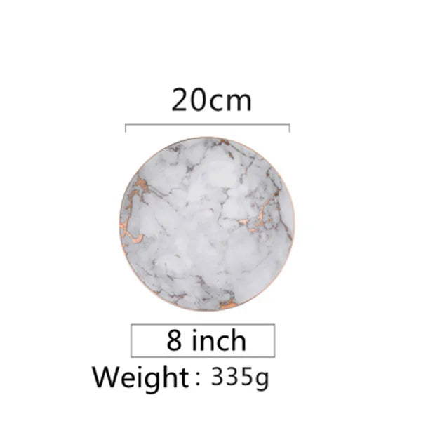 European Style Marble Plates Ceramic Dinner Set Gold Inlay Porcelain Dessert Plate Steak Salad Snack Cake Plates Tableware Good Vibrations