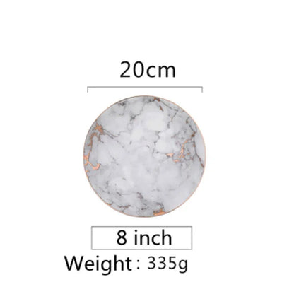 European Style Marble Plates Ceramic Dinner Set Gold Inlay Porcelain Dessert Plate Steak Salad Snack Cake Plates Tableware Good Vibrations