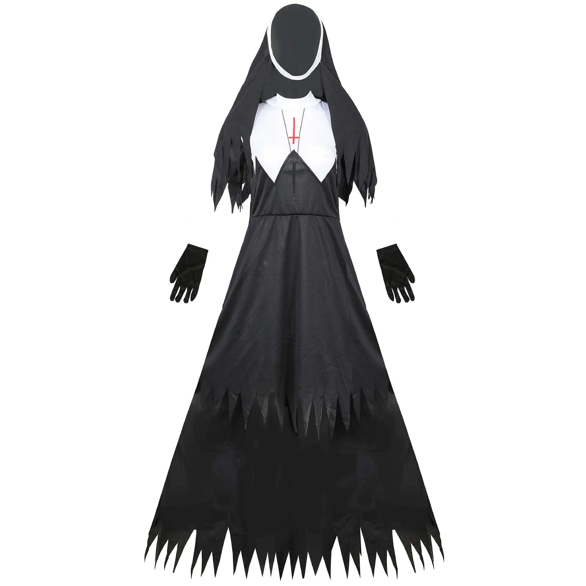 Halloween Nun Cosplay Costume Women Black Vampire Fantasy Dress Terror Sister Party Disguise Female Fancy For Adults Good Vibrations