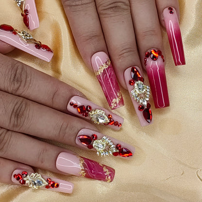 High Quality Multiply Designs 3D Handmade Customize Salon Press on Nails Acrylic Materials Set Good Vibrations