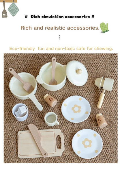 Large Wooden Kitchen Yellow Kitchen Kitchen with Music Function Playhouse Toys Children's Birthday Gift Good Vibrations