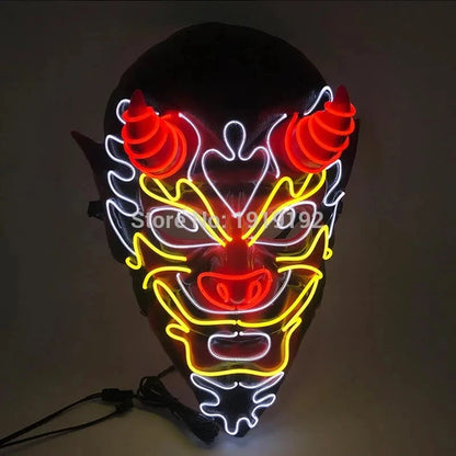 Halloween Carnival Party Costume Decoration Luminous LED Mask Halloween Mask LED Maske Light Up Party Masks for Glow Party Good Vibrations