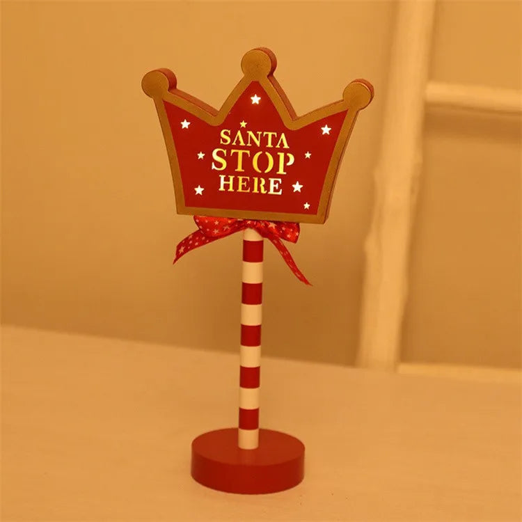 New Year Santa Claus Led Road Sign Light Tabletop Decoration for Home Christmas Ornaments Luce De Navidade Good Vibrations