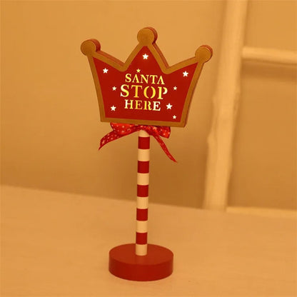 New Year Santa Claus Led Road Sign Light Tabletop Decoration for Home Christmas Ornaments Luce De Navidade Good Vibrations