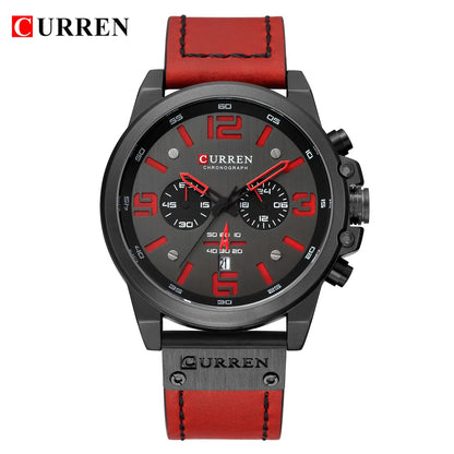 CURREN Mens Watches Top Luxury Brand Waterproof Sport Wrist Watch Chronograph Quartz Military Genuine Leather Relogio Masculino Good Vibrations