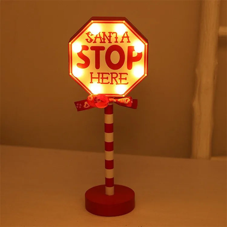 New Year Santa Claus Led Road Sign Light Tabletop Decoration for Home Christmas Ornaments Luce De Navidade Good Vibrations