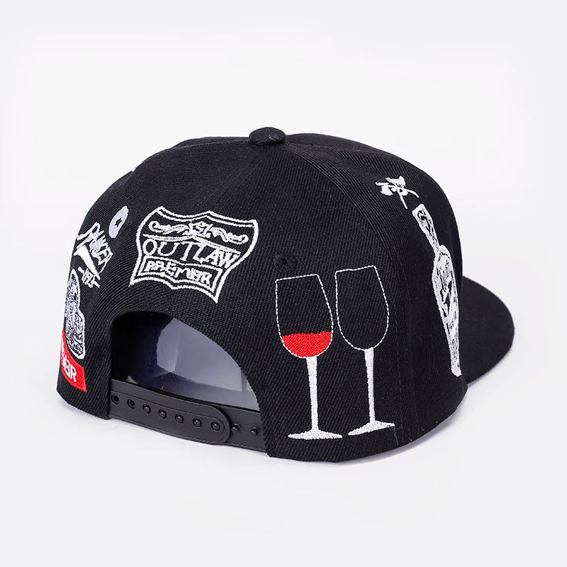 Acrylic Embroidered headwear outdoor casual sun baseball cap for man and women fashion new Hip Hop cap hat Female male Good Vibrations