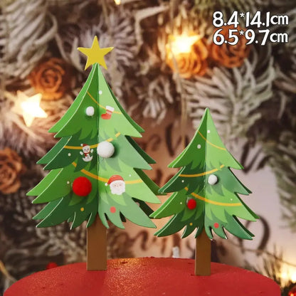 Christmas Cake Toppers Resin Santa Claus Cake Decor Xmas Tree Cupcake Dec Merry Christmas Decor For Home Happy new Year Gifts Good Vibrations