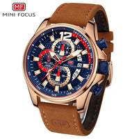 MINI FOCUS MF0350G MF 0350 Fashion Men`s Wristwatches Quartz Clock Leather Strap Waterproof Luminous Hands Watches for Men Reloj Good Vibrations