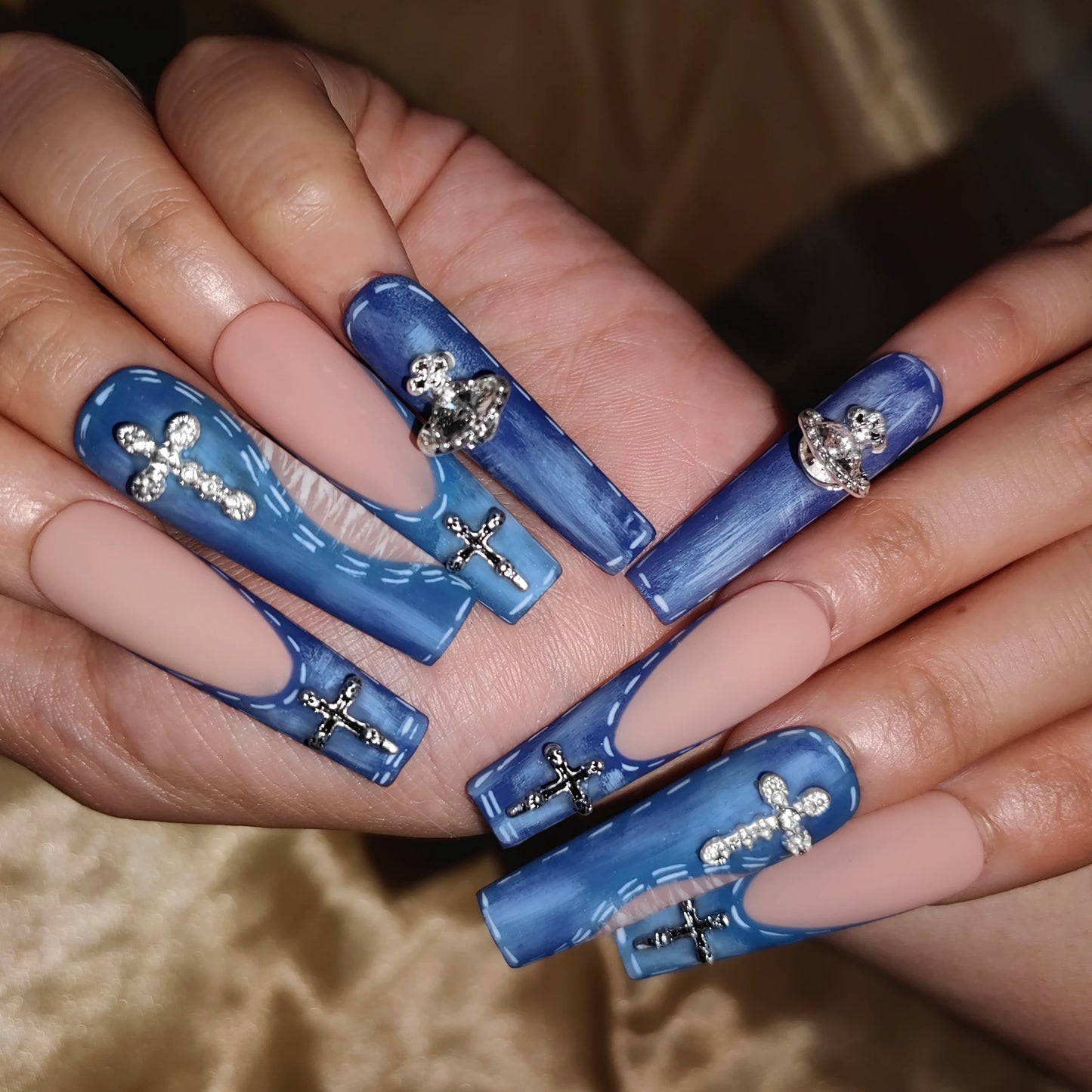 High Quality Multiply Designs 3D Handmade Customize Salon Press on Nails Acrylic Materials Set Good Vibrations