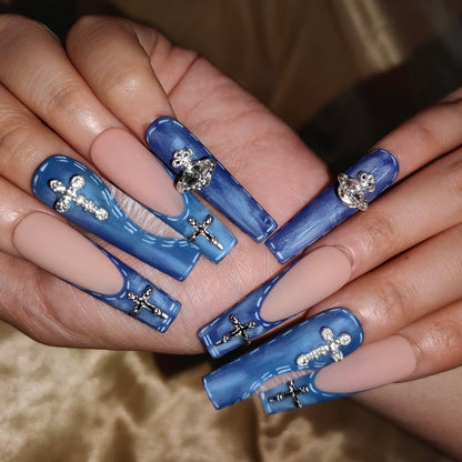 High Quality Multiply Designs 3D Handmade Customize Salon Press on Nails Acrylic Materials Set Good Vibrations