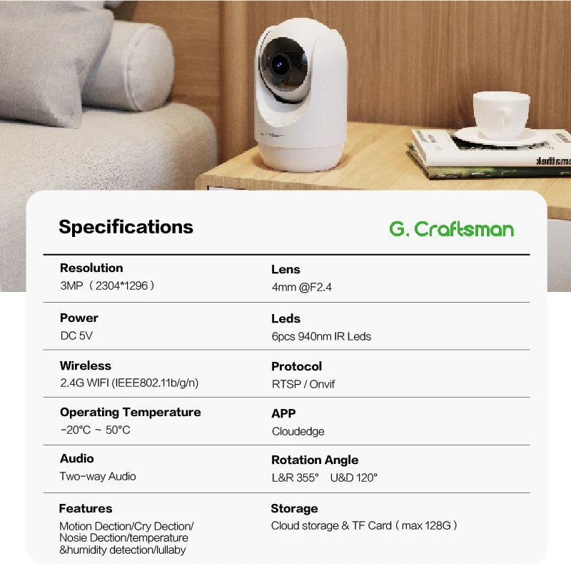 Y1-US WiFi Smart Baby Monitor Camera AI Human Motion Detection 2.4/5GHz Frequency for Home Security Fast Delivery US Warehouse Good Vibrations