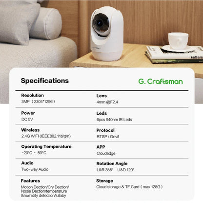 Y1-US WiFi Smart Baby Monitor Camera AI Human Motion Detection 2.4/5GHz Frequency for Home Security Fast Delivery US Warehouse Good Vibrations