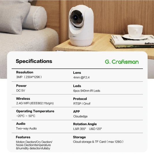 Y1-US WiFi Smart Baby Monitor Camera AI Human Motion Detection 2.4/5GHz Frequency for Home Security Fast Delivery US Warehouse Good Vibrations