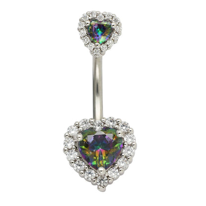 JHJT 14G Heart Belly Button Piercing Navel Ring 316L Surgical Stainless Steel CZ Belly Piercing Ombligo Jewelry for Women Good Vibrations Adult Super Store