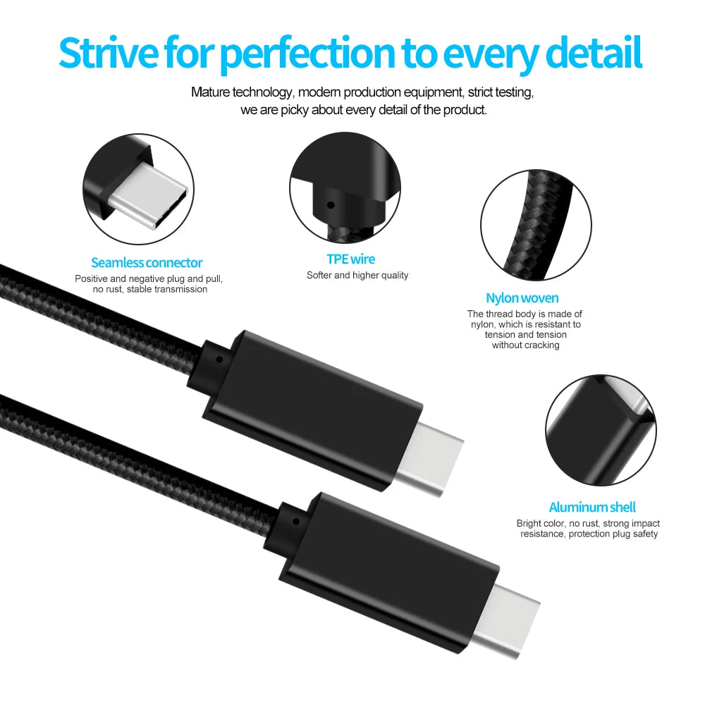 0.5m 100W Braided Charger Cable Type C to Type C for iPhone 15 100W Fast Charging Data Cable for iPhone 15 Pro Max Good Vibrations