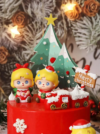 Christmas Cake Toppers Resin Santa Claus Cake Decor Xmas Tree Cupcake Dec Merry Christmas Decor For Home Happy new Year Gifts Good Vibrations