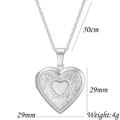 Fashion Heart Locket Pendant Necklaces for Women Openable Photo Frame Floral Stainless Steel Necklaces Family Love Collar Good Vibrations