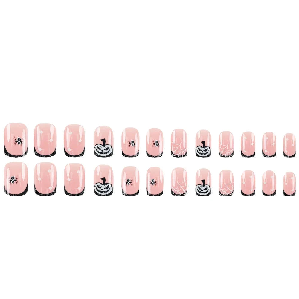 Black Edge French Wear Halloween Pumpkin Manicure Nails Cute Star Spider Nail Art Hot-Selling Cross-Border ABS for Fingers Good Vibrations