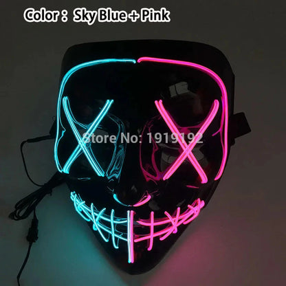Halloween Carnival Party Costume Decoration Luminous LED Mask Halloween Mask LED Maske Light Up Party Masks for Glow Party Good Vibrations