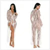 Women Set with Lace Trim Sexy Cardigan Robes Pajamas Young Girls Night Dress Sexy Lingerie Transparent Long Sleeve Woven Adults Good Vibrations