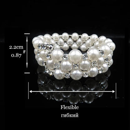 Wedding Bridal Jewelry Set String of Pearls Prom Silver Color Crystal Bracelet Necklace Earrings for Women jewellery sets Good Vibrations Adult Super Store