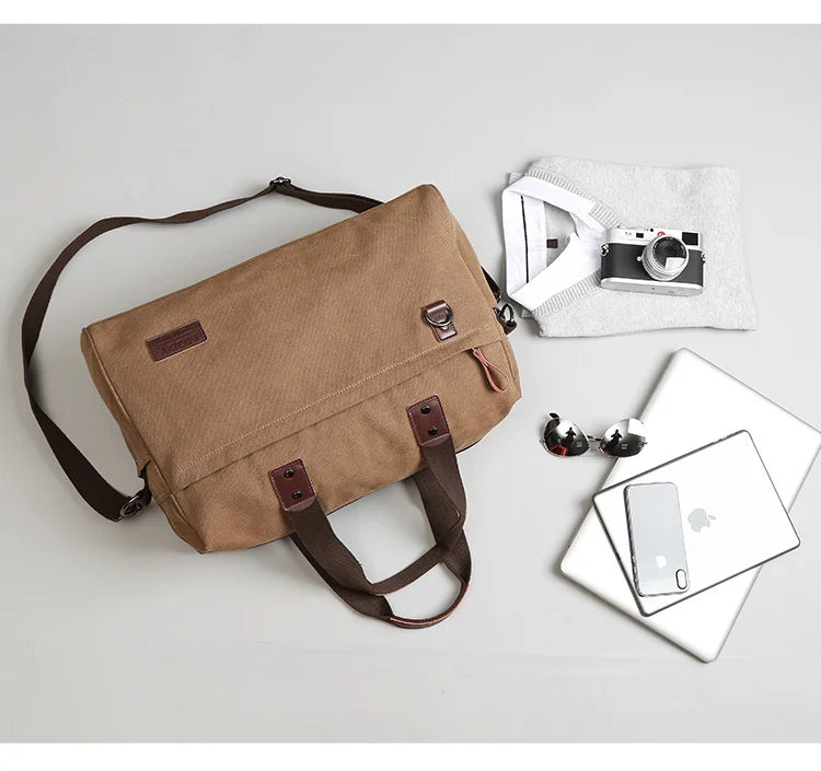 Canvas Briefcase Bags for Men Shoulder Bag Business Laptop Messenger Bags Good Vibrations