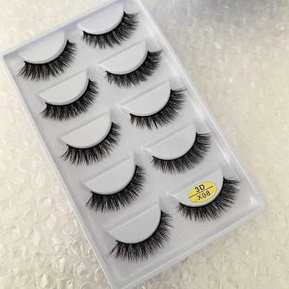 5 Pairs Multipack 3D Soft Mink Hair False Eyelashes Handmade Wispy Fluffy Long Lashes Natural Eye Makeup Tools Faux H13 E08 E01 Good Vibrations