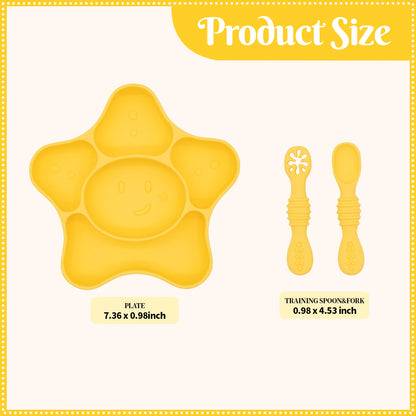 Baby Meal Plate, Baby Suction Cup Silicone Bowl, Children's Complementary Food Plate, Baby Meal Plate, Grid Plate Good Vibrations