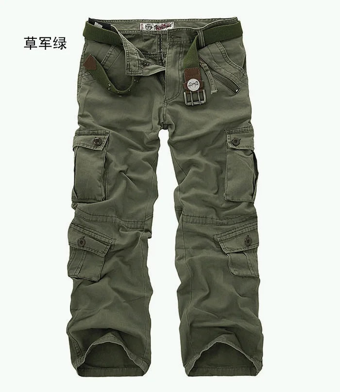 spring Autumn washing Multi-pocket camouflage overalls men cotton uniform pants men baggy cargo pants men,size 28-40 Good Vibrations