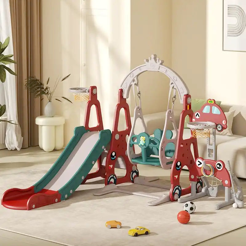 Children Outdoor Wood Playground Playhouse Swings Set Swing and Slide for Kids Good Vibrations