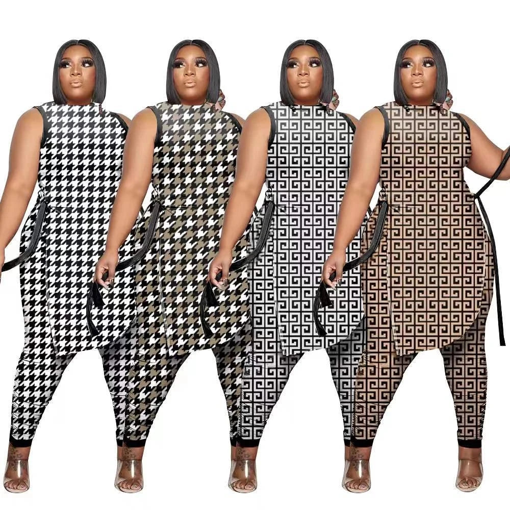 Two Piece Set African New Dashiki Fashion Sleeveless Suit Top and Pant Suits Party for Women Outfits 2022 Spring Summer Matching Good Vibrations