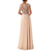 New Spring and Summer Women's V-neck Sequin Patchwork Elegant Formal Long Gown Evening Dresses 2024 Good Vibrations