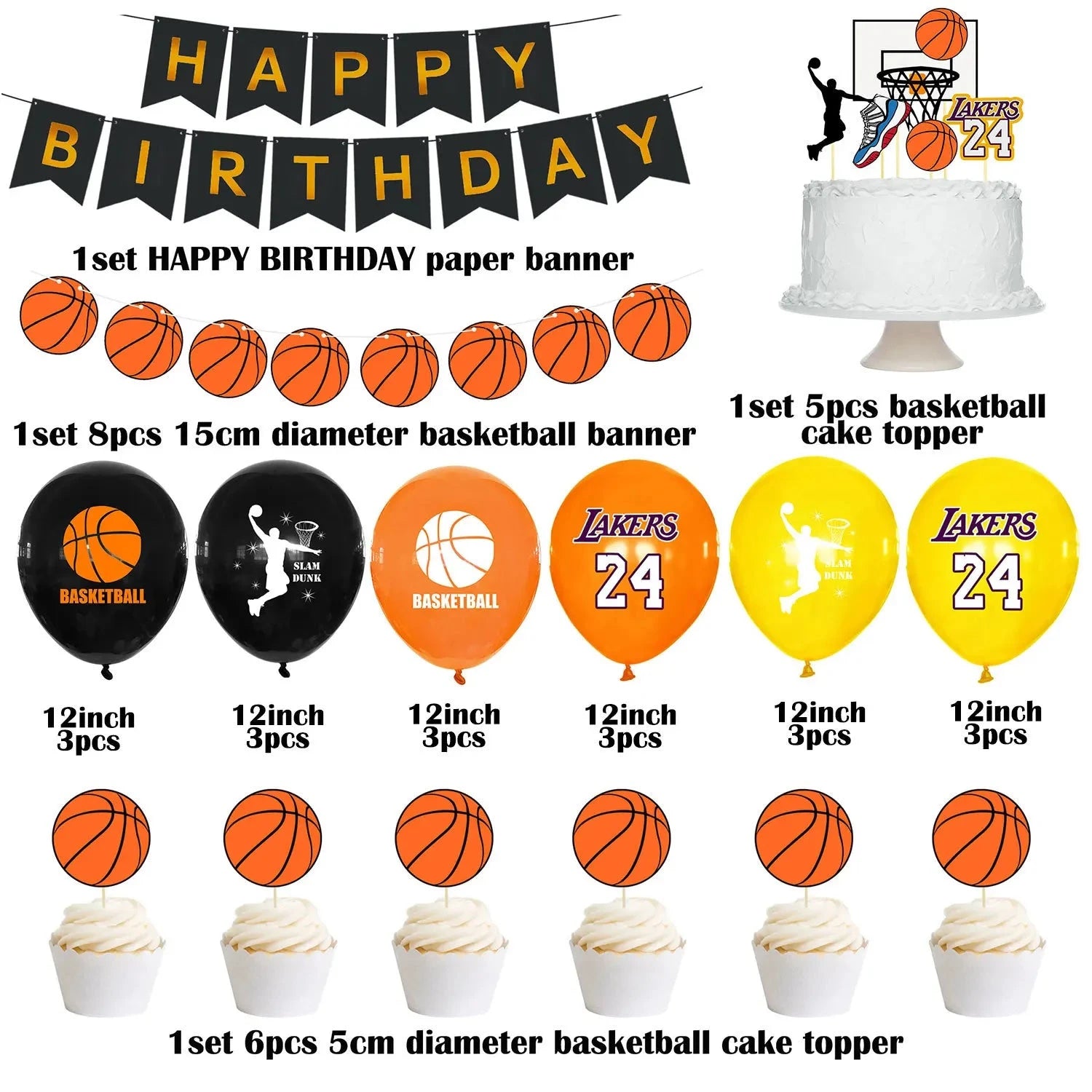 New Original Basketball Theme Basketball Birthday Balloon Commemorative 24 Party Layout Good Vibrations
