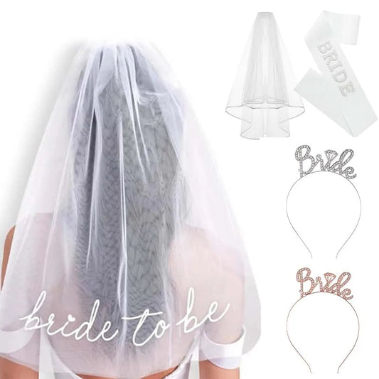 Diamond Letter Headband Bride to Be Sash Veil for Women Wedding Party Bridal Shower Gift WB019 Good Vibrations
