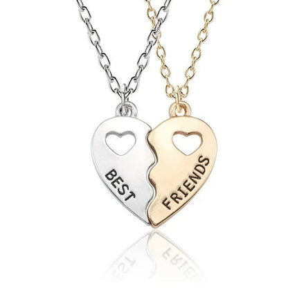 Fashion Best Friends Honey Love Couple Pendant Necklace 2 Pcs/ Set Chain Choke Broken Heart BFF Good Friendship Jewelry Gift Good Vibrations