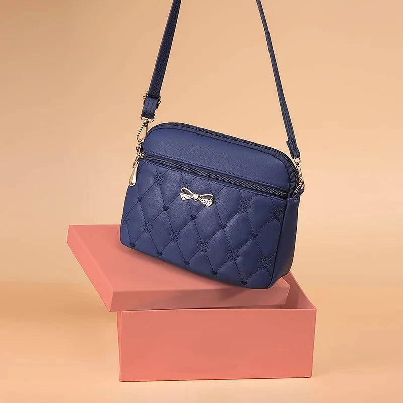 New Arrival Simple Shoulder Bags for Women Embroidery Heart Crossbody Purse Female Leather Black Handbag Small Messenger Bag Good Vibrations