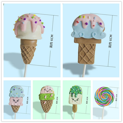 1Pcs Ice Cream Cake Toppers Happy Birthday Cupcake Topper Baby Shower Wedding Festival Party Supplies Cake Decoration Good Vibrations