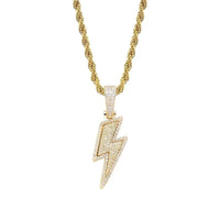 Crystal Charm Necklace Shine Full Zircon Lightning Necklace for Women Men Iced Out Chain Hip Hop Party Jewelry Accessories Good Vibrations