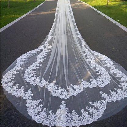 Mumuleo Bridal Veils Cathedral Long Lace Wedding Veil With Comb One Layer High Quality White Ivory Mariage Good Vibrations