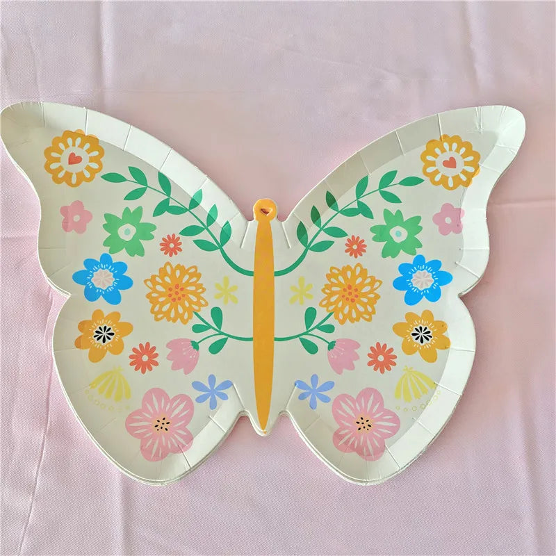 Birthday Party Decoration Butterfly Disposable Tableware Paper Plate Cups Napkin Happy Birthday Party Decoration Good Vibrations