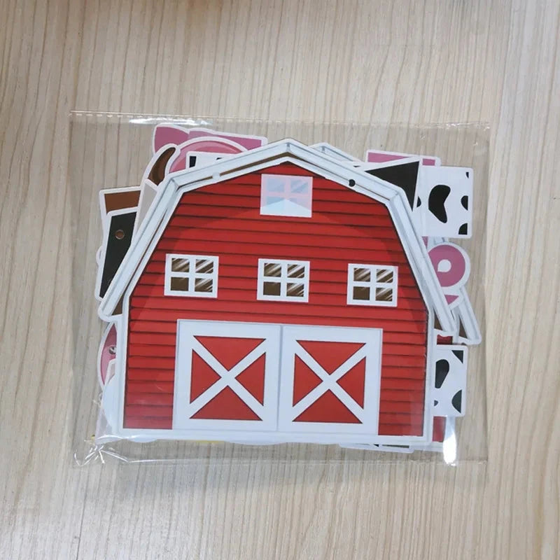 Farm theme happy birthday lettering banner pull flag children's day baby shower decoration barn windmill animal Good Vibrations