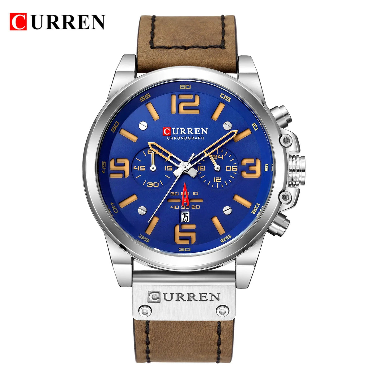 CURREN Mens Watches Top Luxury Brand Waterproof Sport Wrist Watch Chronograph Quartz Military Genuine Leather Relogio Masculino Good Vibrations