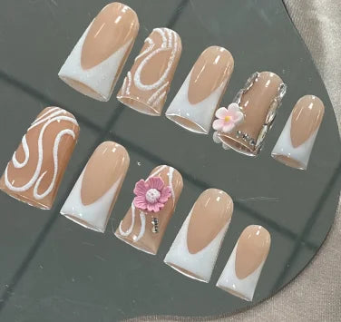 High Quality Multiply Designs 3D Handmade Customize Salon Press on Nails Acrylic Materials Set Good Vibrations
