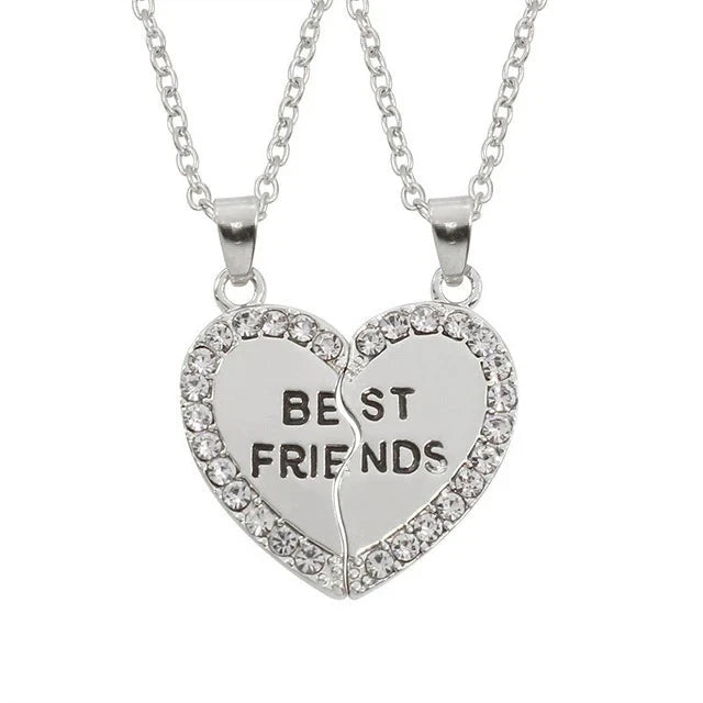 Fashion Best Friends Honey Love Couple Pendant Necklace 2 Pcs/ Set Chain Choke Broken Heart BFF Good Friendship Jewelry Gift Good Vibrations